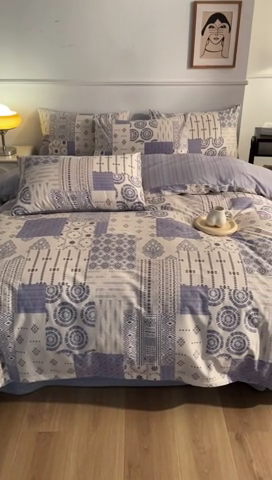 91家纺网 家纺一手货源 找家纺 小懒猪 2024春夏新款北欧风13372全棉四件套 茶艺师