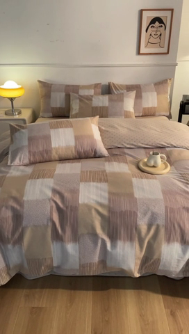 91家纺网 家纺一手货源 找家纺 小懒猪 2024春夏新款北欧风13372全棉四件套 异域风情-咖