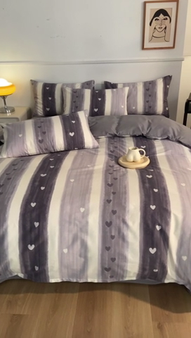 91家纺网 家纺一手货源 找家纺 小懒猪 2024春夏新款北欧风13372全棉四件套 梵克雅