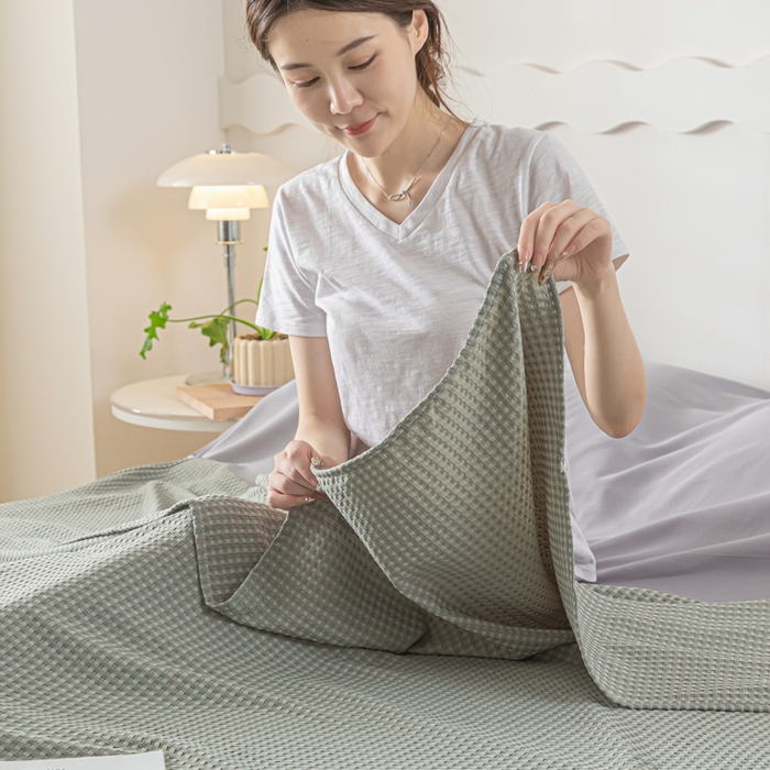 91家纺网 家纺一手货源 找家纺 慕澄家纺 2024新款华夫格便携睡袋 华夫格-浅灰