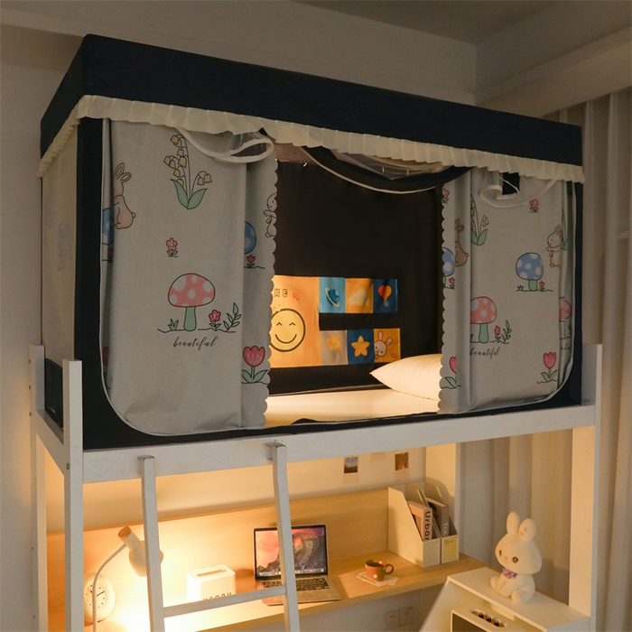 91家纺网 家纺一手货源 找家纺 世婕 2025新款强遮光四季通用学生窗帘式蚊帐 初夏-蘑菇小屋