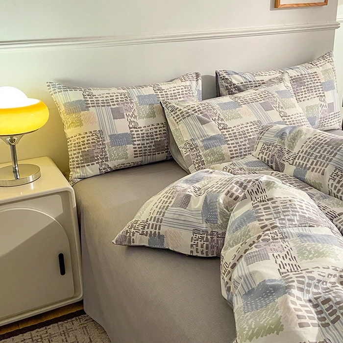 91家纺网 家纺一手货源 找家纺 小懒猪 2024春夏新款北欧风13372全棉四件套 艾米尔