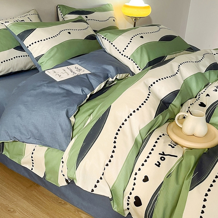 91家纺网 家纺一手货源 找家纺 小懒猪 2024春夏新款北欧风13372全棉四件套 诗伊