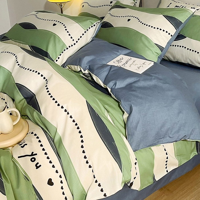 91家纺网 家纺一手货源 找家纺 小懒猪 2024春夏新款北欧风13372全棉四件套 诗伊