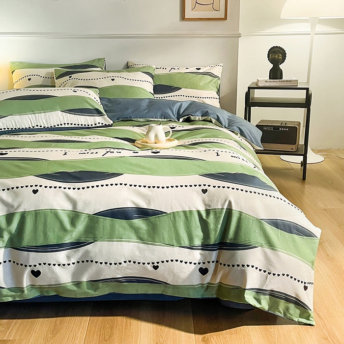 91家纺网 家纺一手货源 找家纺 小懒猪 2024春夏新款北欧风13372全棉四件套 诗伊