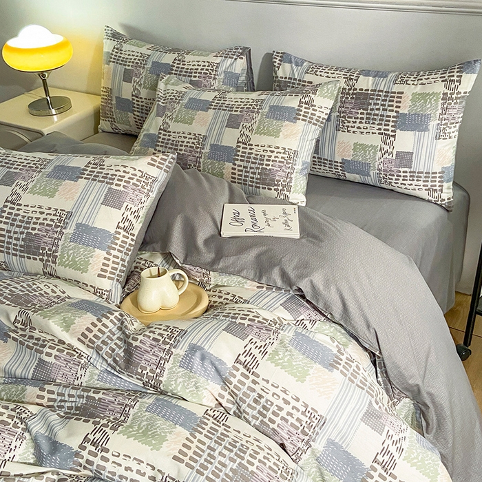 91家纺网 家纺一手货源 找家纺 小懒猪 2024春夏新款北欧风13372全棉四件套 艾米尔