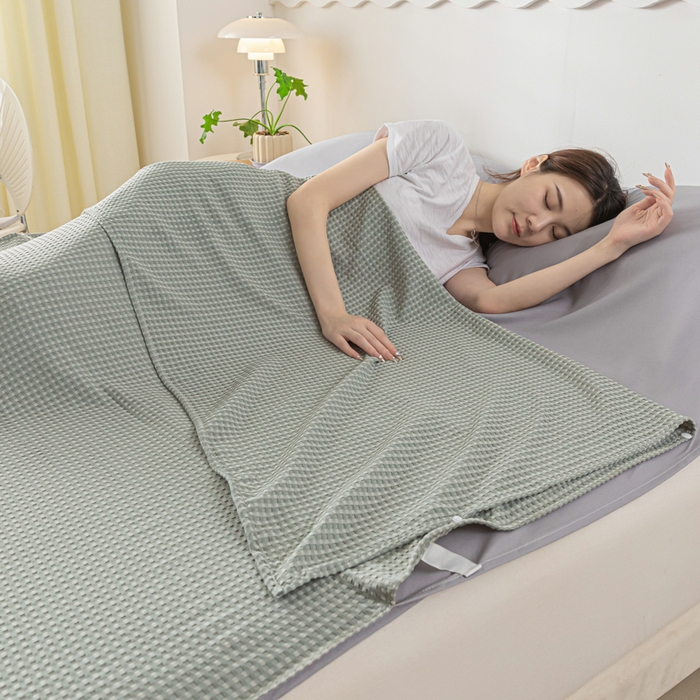 91家纺网 家纺一手货源 找家纺 慕澄家纺 2024新款华夫格便携睡袋 华夫格-浅灰