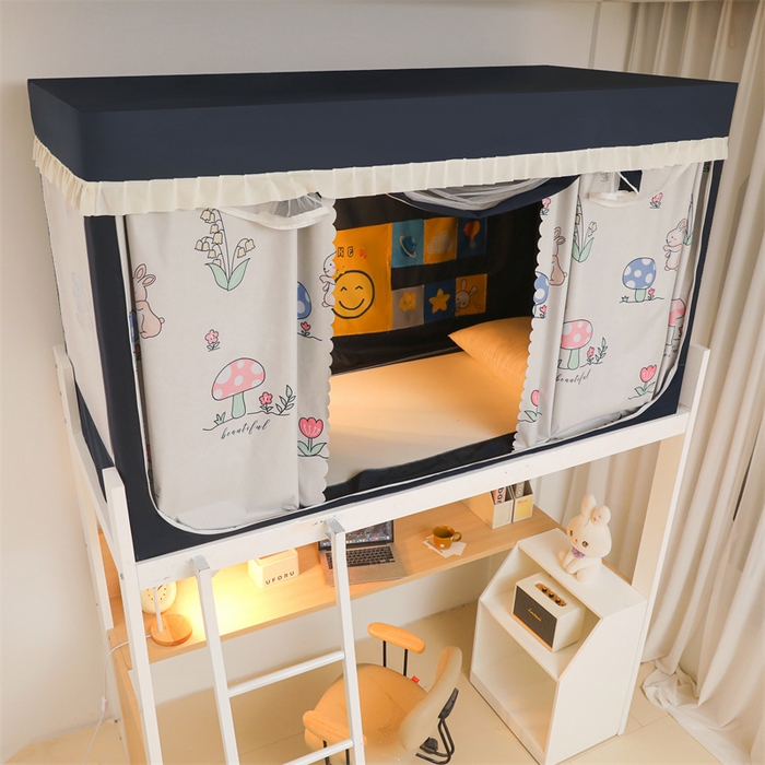 91家纺网 家纺一手货源 找家纺 世婕 2025新款强遮光四季通用学生窗帘式蚊帐 初夏-蘑菇小屋