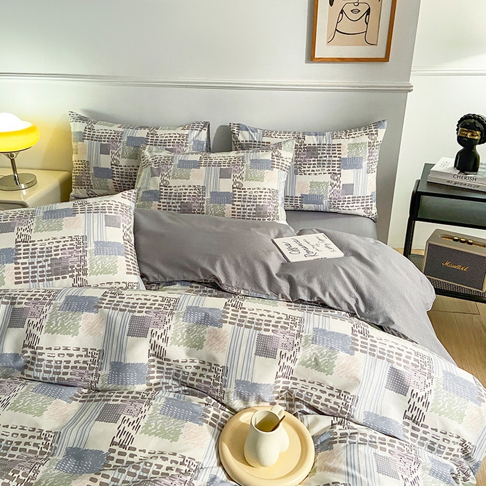 91家纺网 家纺一手货源 找家纺 小懒猪 2024春夏新款北欧风13372全棉四件套 艾米尔