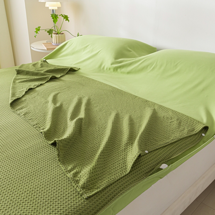 91家纺网 家纺一手货源 找家纺 慕澄家纺 2024新款华夫格便携睡袋 华夫格-墨绿