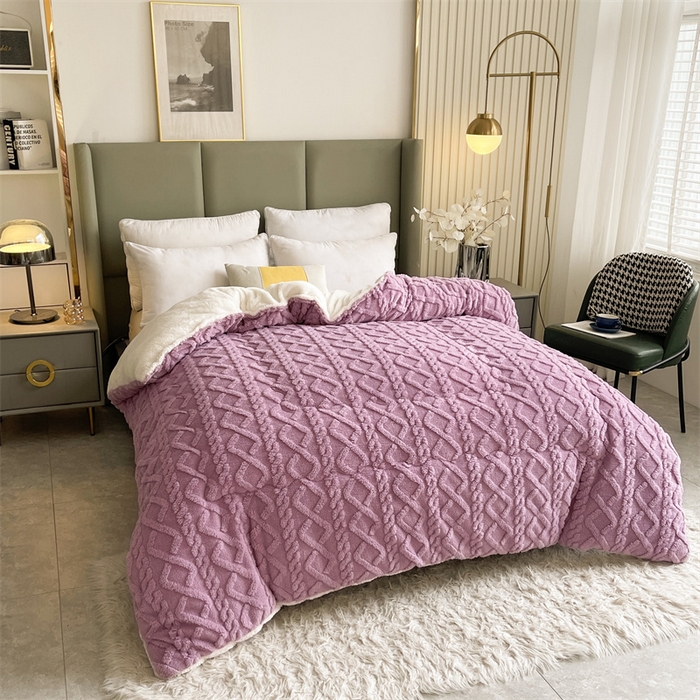 91家纺网 家纺一手货源 找家纺 永耀家纺 2024新款加厚塔芙绒冬被牛奶绒羊羔绒被子北极绒被芯 香芋紫