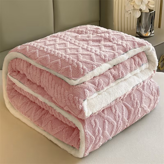 91家纺网 家纺一手货源 找家纺 永耀家纺 2024新款加厚塔芙绒冬被牛奶绒羊羔绒被子北极绒被芯 粉色