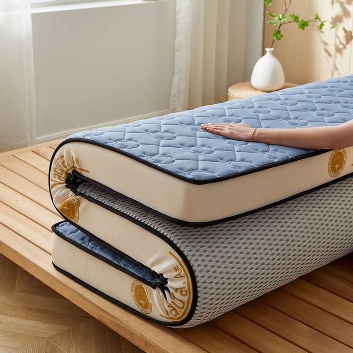 91家纺网 家纺一手货源 找家纺 祁恋婷家居 2024新款A类牛奶丝乳胶记忆棉床垫【床垫遮盖物】 新疆棉花魅海蓝