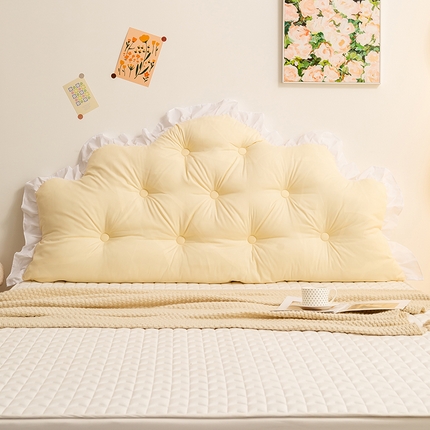 91家纺网 家纺一手货源 找家纺 碧尔家居 2025新款高颜值 米黄床头靠垫大靠背软包网红靠枕床上看书神器 柠檬冰茶