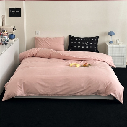 91家纺网 家纺一手货源 找家纺 （总）桃喜 2024新款水洗棉纯色混搭四件套系列