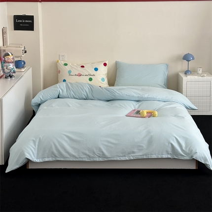 91家纺网 家纺一手货源 找家纺 桃喜 2024新款水洗棉纯色混搭四件套系列 芝士波点-棉