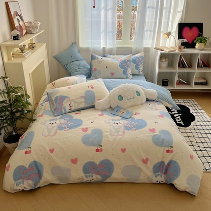 桃喜 2024新款全棉卡通系列四件套 蓝色甜心