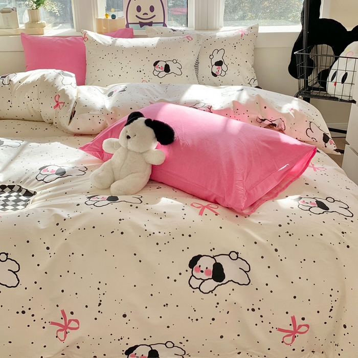 91家纺网 家纺一手货源 找家纺 澳萝拉 2024新款全棉印花亲肤舒适四件套 羞羞狗