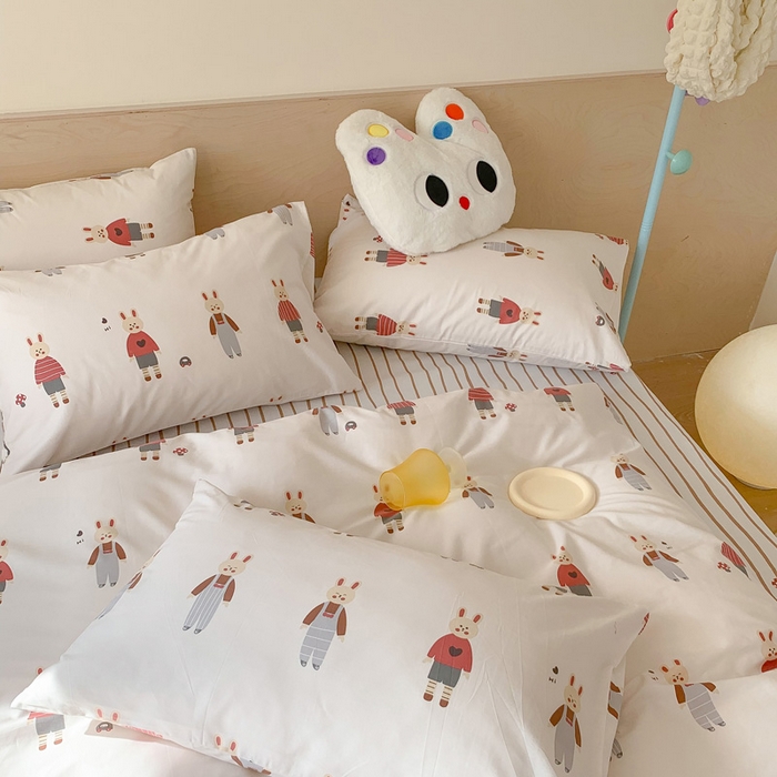 91家纺网 家纺一手货源 找家纺 澳萝拉 2024新款全棉印花亲肤舒适四件套 兔子酱