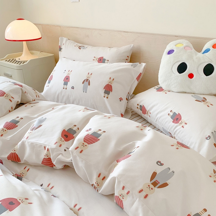 91家纺网 家纺一手货源 找家纺 澳萝拉 2024新款全棉印花亲肤舒适四件套 兔子酱