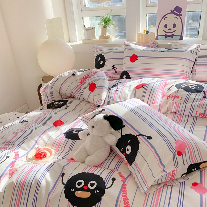 91家纺网 家纺一手货源 找家纺 澳萝拉 2024新款全棉印花亲肤舒适四件套 线条煤球