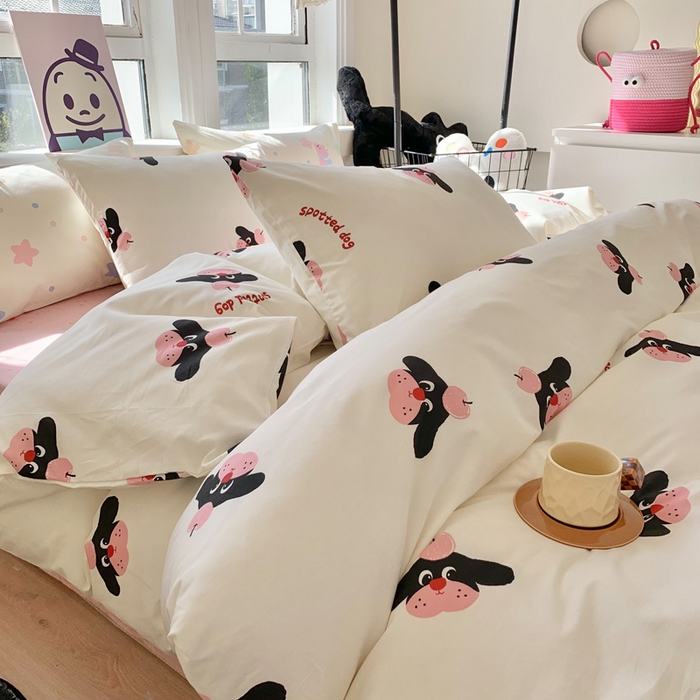 91家纺网 家纺一手货源 找家纺 澳萝拉 2024新款全棉印花亲肤舒适四件套 苹果小奶狗