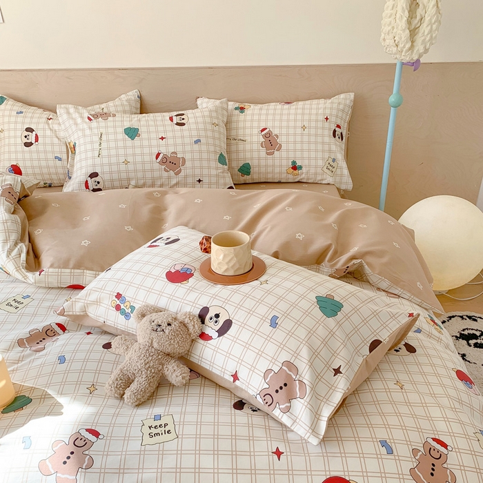 91家纺网 家纺一手货源 找家纺 澳萝拉 2024新款全棉印花亲肤舒适四件套 圣诞姜饼