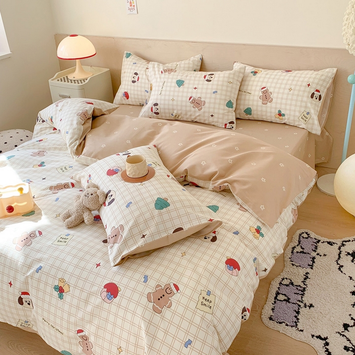 91家纺网 家纺一手货源 找家纺 澳萝拉 2024新款全棉印花亲肤舒适四件套 圣诞姜饼