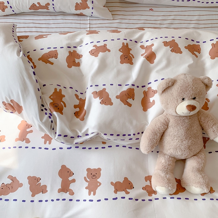 91家纺网 家纺一手货源 找家纺 澳萝拉 2024新款全棉印花亲肤舒适四件套 运动熊