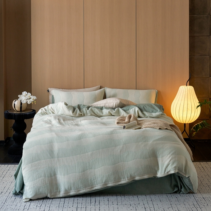 91家纺网 家纺一手货源 找家纺 （总）安莱生活 2024新款绉纱全棉大提花基础款舒纱系列四件套