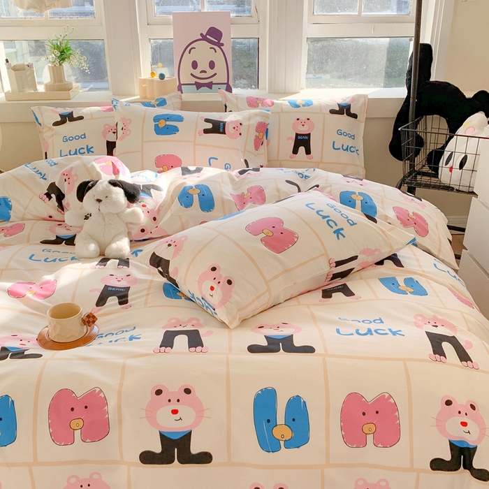 91家纺网 家纺一手货源 找家纺 澳萝拉 2024新款全棉印花亲肤舒适四件套 小脑虎