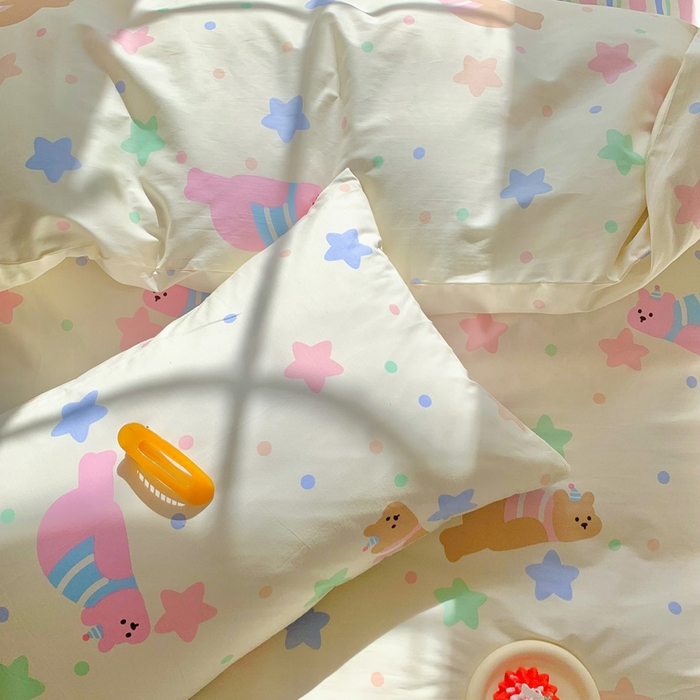 91家纺网 家纺一手货源 找家纺 澳萝拉 2024新款全棉印花亲肤舒适四件套 趴趴熊