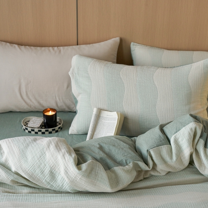 91家纺网 家纺一手货源 找家纺 （总）安莱生活 2024新款绉纱全棉大提花基础款舒纱系列四件套