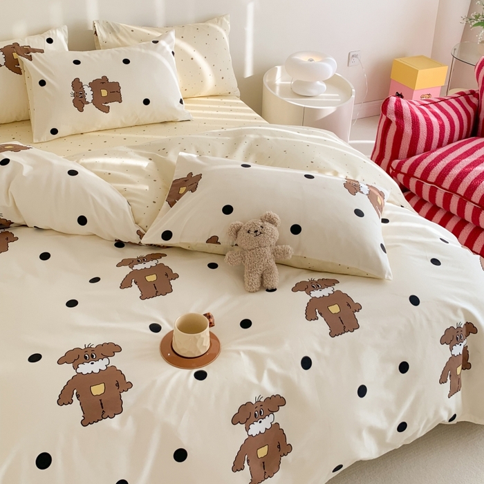 91家纺网 家纺一手货源 找家纺 澳萝拉 2024新款全棉印花亲肤舒适四件套 绅士狗