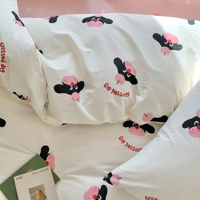 91家纺网 家纺一手货源 找家纺 澳萝拉 2024新款全棉印花亲肤舒适四件套 苹果小奶狗