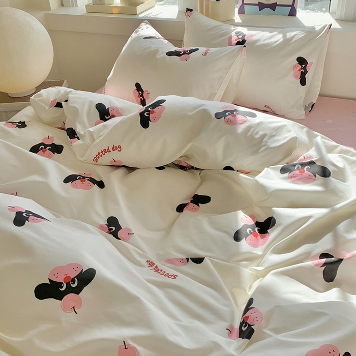 91家纺网 家纺一手货源 找家纺 澳萝拉 2024新款全棉印花亲肤舒适四件套 苹果小奶狗