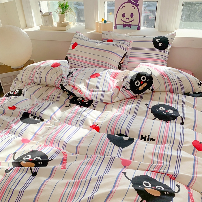 91家纺网 家纺一手货源 找家纺 澳萝拉 2024新款全棉印花亲肤舒适四件套 线条煤球