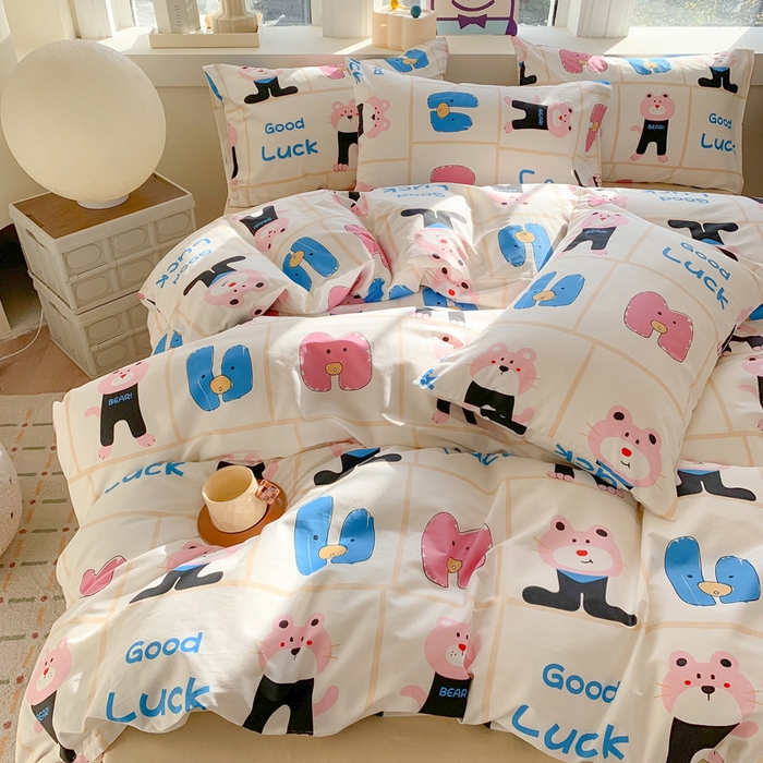 91家纺网 家纺一手货源 找家纺 澳萝拉 2024新款全棉印花亲肤舒适四件套 小脑虎