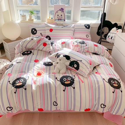 澳萝拉 2024新款全棉印花亲肤舒适四件套 线条煤球