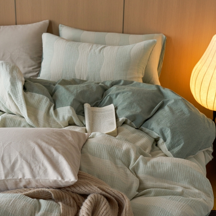 91家纺网 家纺一手货源 找家纺 （总）安莱生活 2024新款绉纱全棉大提花基础款舒纱系列四件套