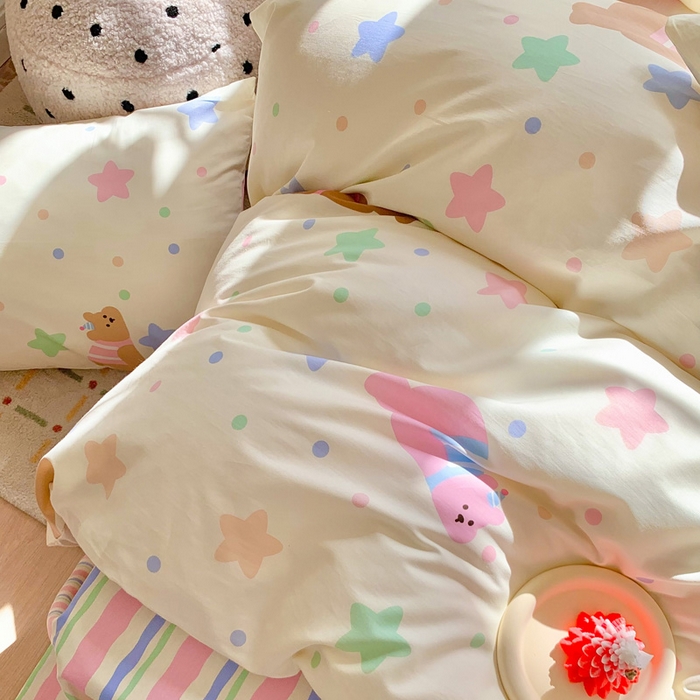 91家纺网 家纺一手货源 找家纺 澳萝拉 2024新款全棉印花亲肤舒适四件套 趴趴熊