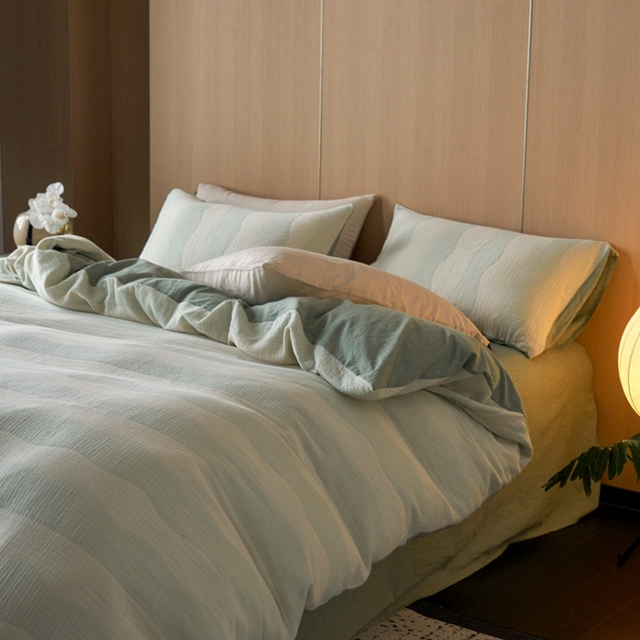 91家纺网 家纺一手货源 找家纺 （总）安莱生活 2024新款绉纱全棉大提花基础款舒纱系列四件套