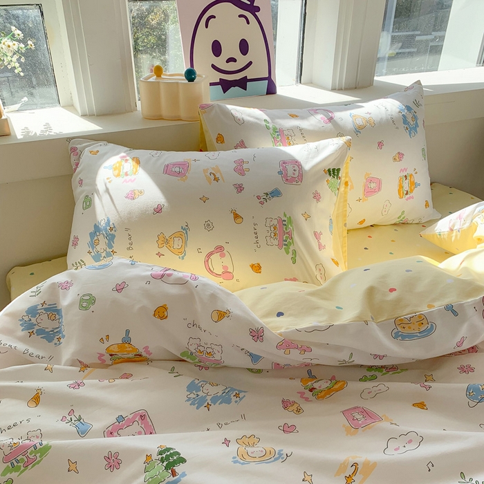 91家纺网 家纺一手货源 找家纺 澳萝拉 2024新款全棉印花亲肤舒适四件套 甜心派对