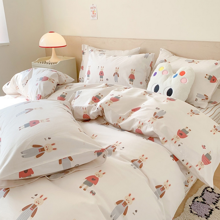 91家纺网 家纺一手货源 找家纺 澳萝拉 2024新款全棉印花亲肤舒适四件套 兔子酱