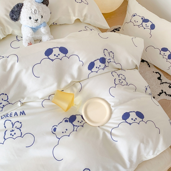 91家纺网 家纺一手货源 找家纺 澳萝拉 2024新款全棉印花亲肤舒适四件套 云朵小熊