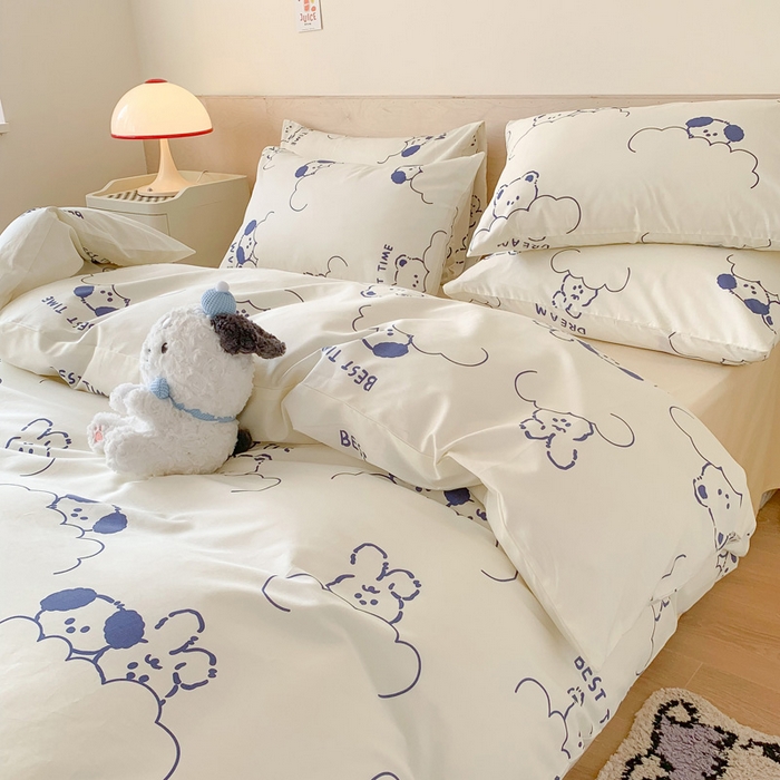 91家纺网 家纺一手货源 找家纺 澳萝拉 2024新款全棉印花亲肤舒适四件套 云朵小熊