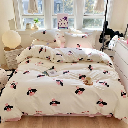 澳萝拉 2024新款全棉印花亲肤舒适四件套 苹果小奶狗