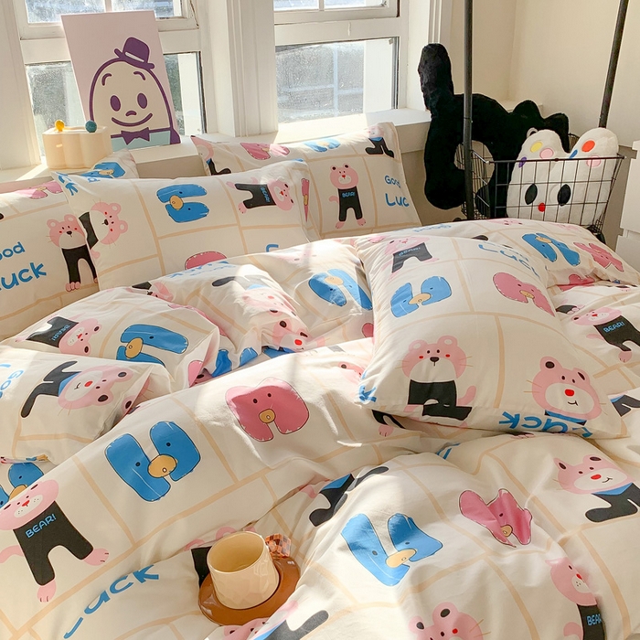 91家纺网 家纺一手货源 找家纺 澳萝拉 2024新款全棉印花亲肤舒适四件套 小脑虎