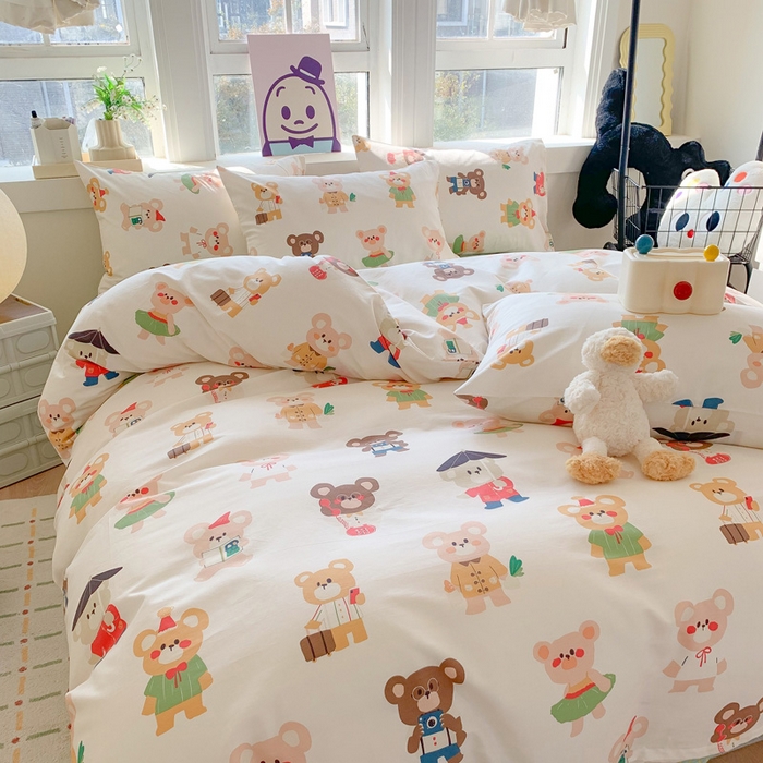 91家纺网 家纺一手货源 找家纺 澳萝拉 2024新款全棉印花亲肤舒适四件套 小波妞