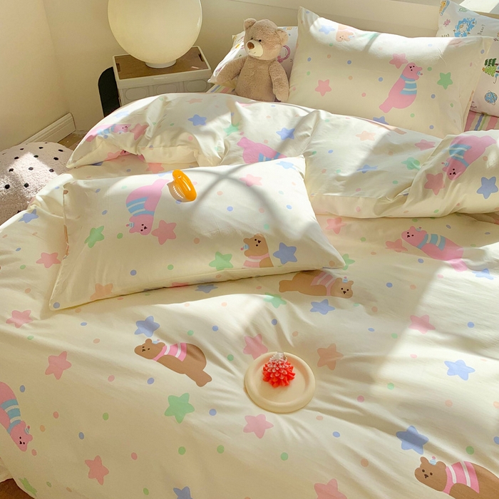 91家纺网 家纺一手货源 找家纺 澳萝拉 2024新款全棉印花亲肤舒适四件套 趴趴熊